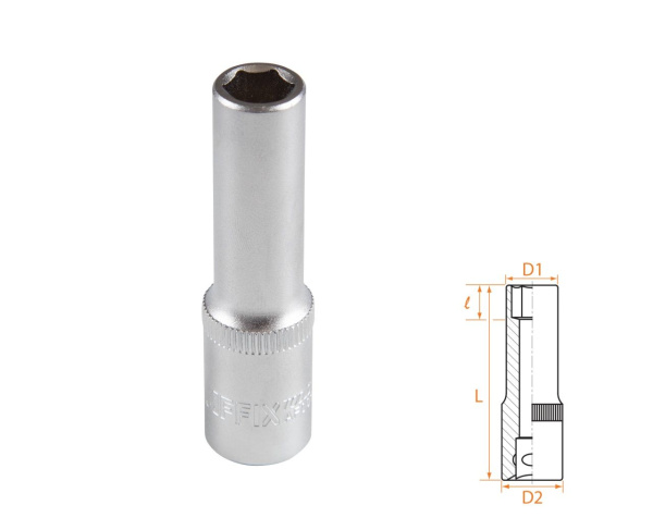 Головка торцевая глубокая шестигранная 3/8" 9 мм AFFIX AF00130009