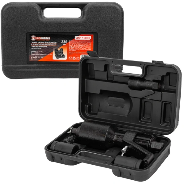 Набор инструмента: гайковерт ручной с редуктором в комплекте с головками