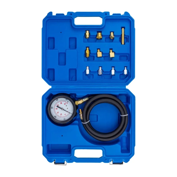 Тестер давления масла в наборе с резьбовыми адаптерами 12пр., (0-28bar), в кейсе