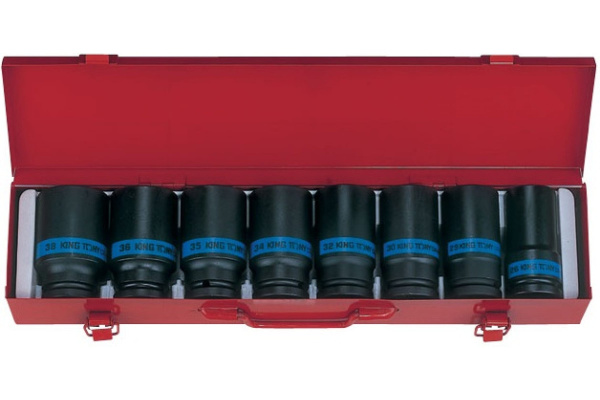 Набор шестигранных ударных глубоких торцевых головок KING TONY 6410MP, 3/4", 26-38 мм, 8 шт