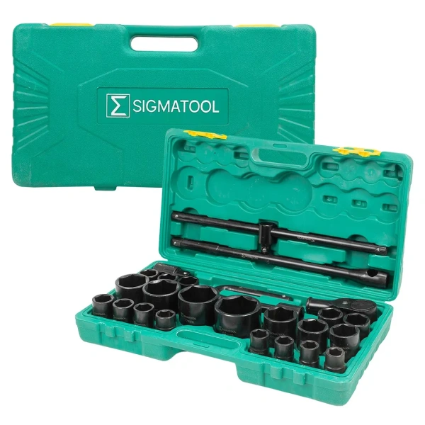 Набор инструментов, 26пр. 6гр, 3/4''(21,22,23,24,26,27,28,29,30,31,32,34,36,38,41,46,50) 1''(55,60,65), в пласт.кейсе