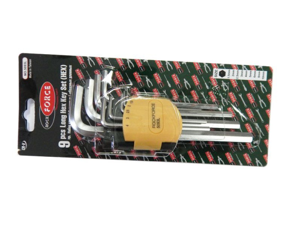 Набор ключей Г-образных 6-гранных длинных 9пр. (1.5, 2, 2.5, 3-6, 8, 10мм) в пластиковом держателе