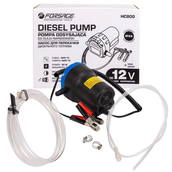 Насос для перекачки дизельного топлива(12V, 60W, 70dB, max t работы-30мин, 0.2-1.5 л/мин)