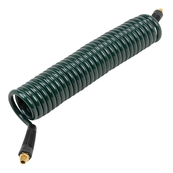 Шланг витой полиуретановый 8мм х 12мм х 7.5м с резьбовыми наконечниками 1/4''(max давление 15бар, раб. t от -20 до +60°С)