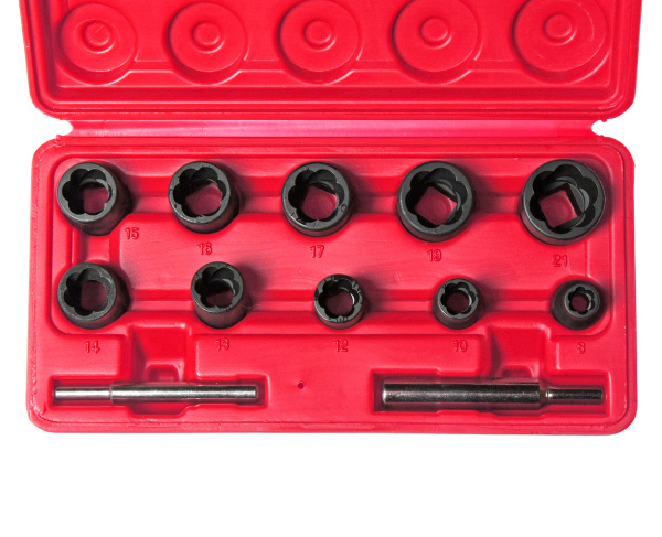 Набор головок для поврежденных болтов и гаек JTC 1321 (8-21 мм, 12 предметов в кейсе)