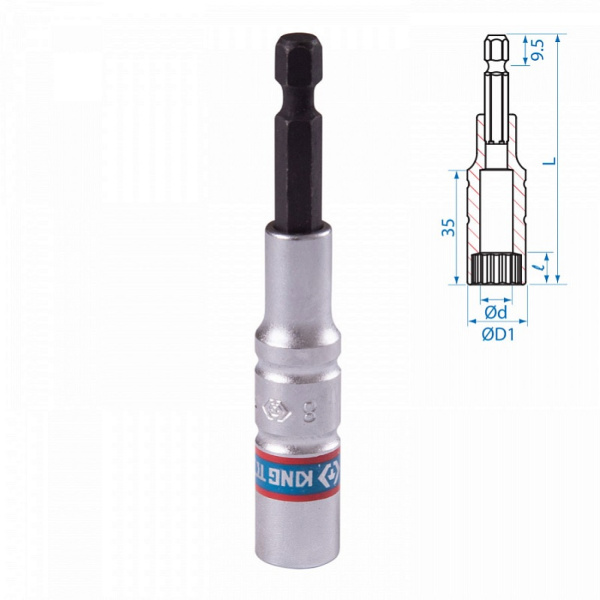 Головка для шуруповерта двенадцатигранная KING TONY 76B8**M, 1/4", 8-24 мм, L = 80 мм