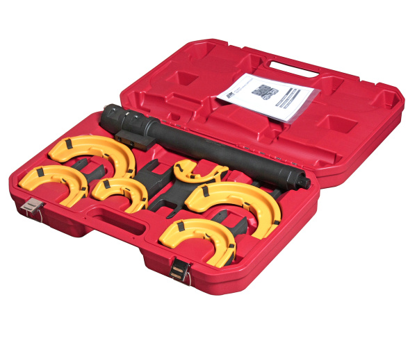 Набор инструментов для стяжки пружин с пневмоприводом JTC 4274 (3 пары захватов, ход 317 мм, в кейсе)