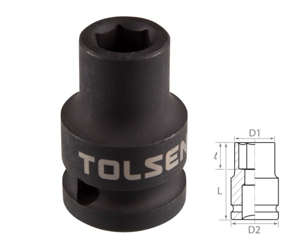 Головка торцевая ударная шестигранная 1/2" 8 мм TOLSEN TT18208