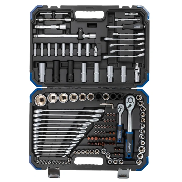 Набор инструментов 125+6пр.1/4''1/2''(6-гран.)(4-36мм,36-12гр.)+(ключи трещоточные:8х10,12х13мм, ключи резрезные:8х10,9х11,12х13мм)