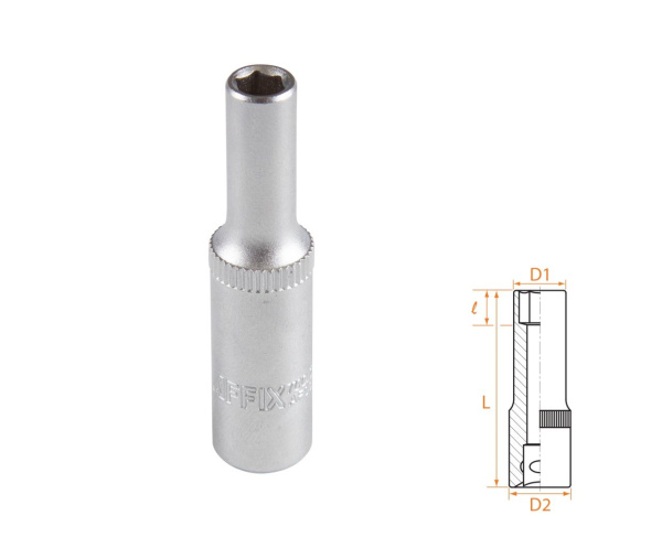 Головка торцевая глубокая шестигранная 1/4" 5 мм AFFIX AF00120005