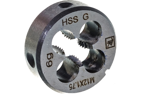 Плашка D-COMBO MD12175 круглая ручная М12х1.75 HSS, Ф38х14 мм