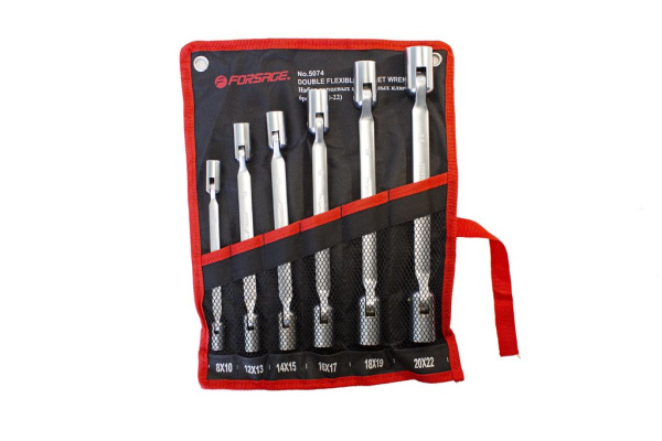 Набор ключей торцевых шарнирных,6пр. (8х10, 12х13, 14х15, 16х17, 18х19, 20х22мм),на полотне