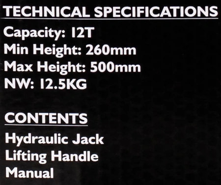 Домкрат пневмогидравлический 12т(высота подхвата - 260мм, высота подъема - 500мм)