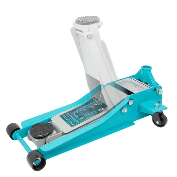 Домкрат подкатной гидравлический низкопрофильный двухпоршневой с резиновой накладкой 3т (h min 75мм, h max 505мм)