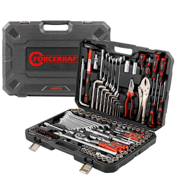 Набор инструментов 142 пр.1/4''3/8''1/2''(6-гр.)(4-32мм)