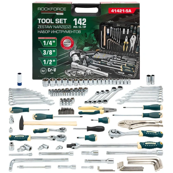 Набор инструментов 142пр. 1/4'', 3/8'', 1/2''(6гр.)