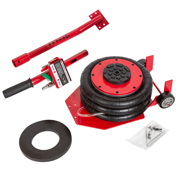 Домкрат подкатной пневматический 3,5т(6-12bar, h min 135мм, h max 450мм, 3 подушки, Ø270мм)