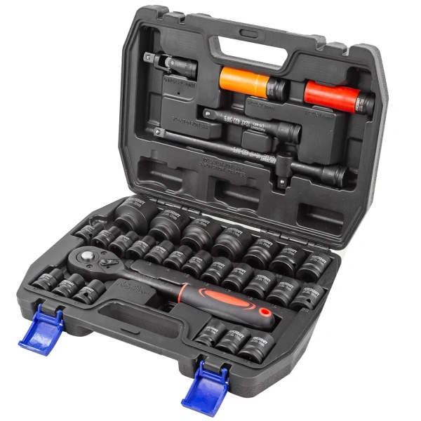Набор инструментов ударных 32пр.1/2''( 6-гр: 8-32мм, 12гр: 10,12,14,15,17,19,36мм, Cr-Mo)