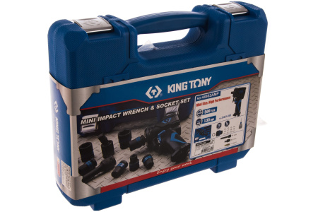 Гайковерт пневматический ударный KING TONY 44802AMP, 1/2", 678 Нм, с комплектом головок, 16 предметов