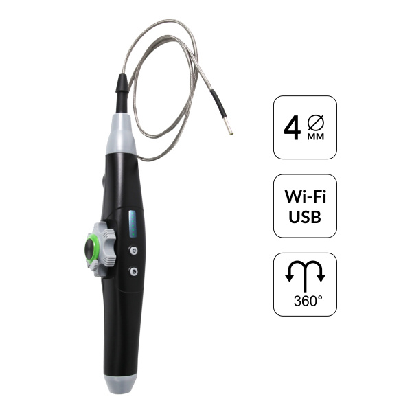 Видеоэндоскоп управляемый iCartool IC-V1042W (WIFI/USB, 1 Мп, 1168х720, 1 м, 4 мм зонд, 360°)