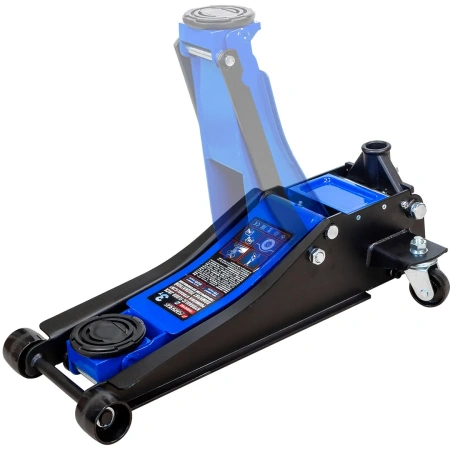 Домкрат подкатной гидравлический низкопрофильный двухпоршневой с резиновой накладкой 3т (h min 75мм, h max 505мм)