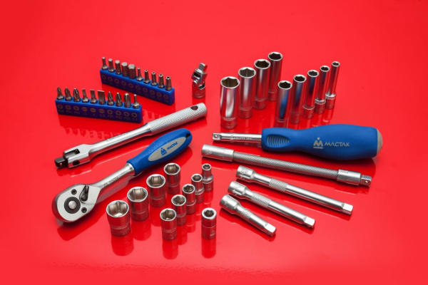 Набор торцевых головок с принадлежностями 1/4", 5-13 мм, 47 предметов МАСТАК 0-247C