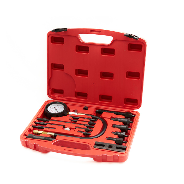 Компрессометр для дизельных ДВС ROSSVIK ST108 (с адаптерами, 0-1000PSI (0-70 бар), 17 предметов)