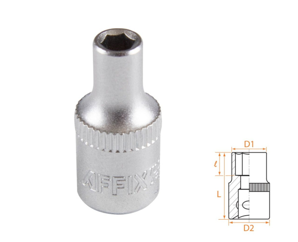 Головка торцевая стандартная шестигранная 1/4" 4 мм AFFIX AF00020004