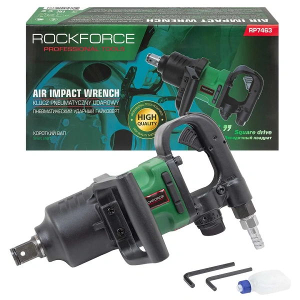 Пневмогайковерт ударный с коротким валом,реверсом и регулировкой усилия 1''(2000Hм, 6000 об/мин,6.3bar,320 л/мин,7.8кг)