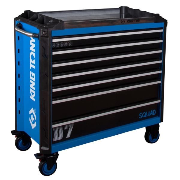 Тележка инструментальная SQUAD широкая KING TONY 87SQ33-7B-BK (7 выдвижных ящиков)