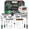 Набор инструментов 150+6пр.1/4''3/8''1/2''(6-гр.)(4-36мм, 3/8'':10-19мм 12гр., 1/2'':27,30,32,36-12гр.)+(биты 5/16'':М6,8,10,12,14, гибкий удлинитель 1/4'')