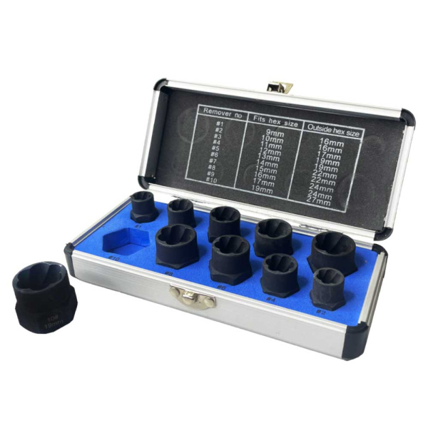 Набор экстракторов поврежденных болтов и гаек 10 предметов Хорекс Авто HZ 24.1.079S