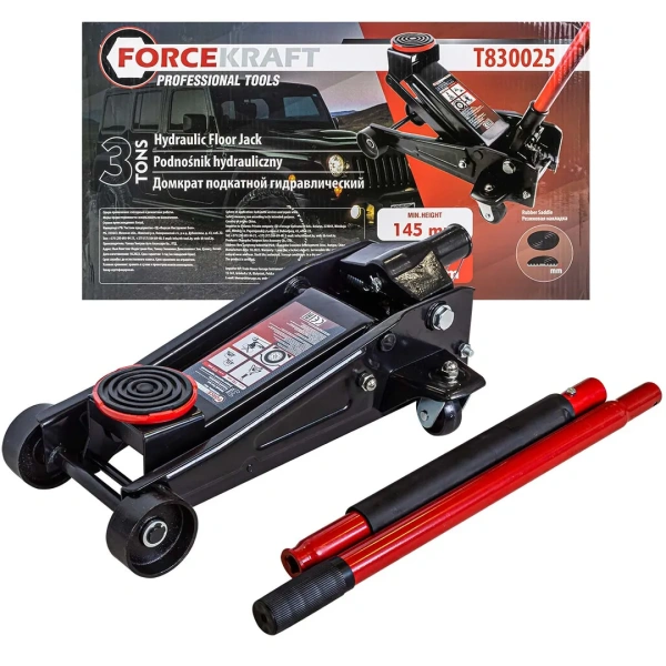 Домкрат подкатной гидравлический 3 т (h min 145мм, h max 475мм,) с резиновой накладкой