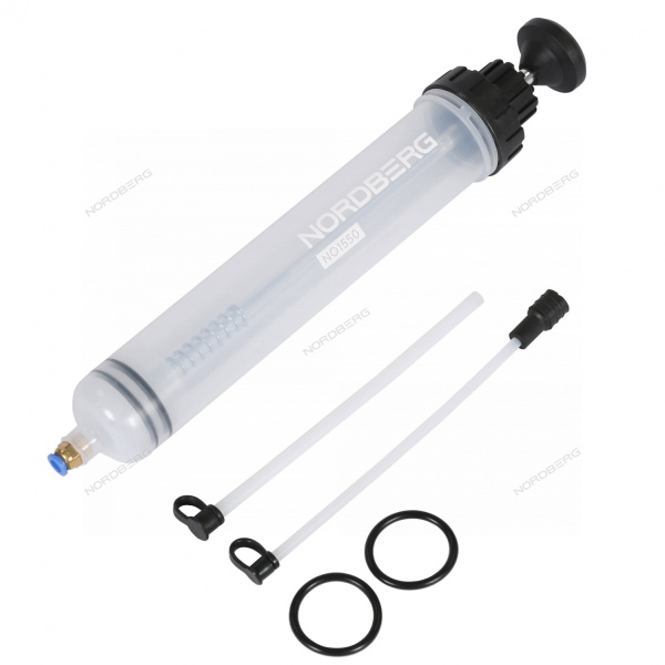Шприц для заливки масла пластиковый с комплектом насадок NORDBERG NO1550 (500 мл)