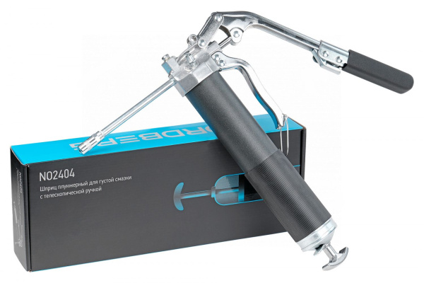 Шприц NORDBERG NO2404 плунжерный для густой смазки, с телескопической ручкой, 400мл