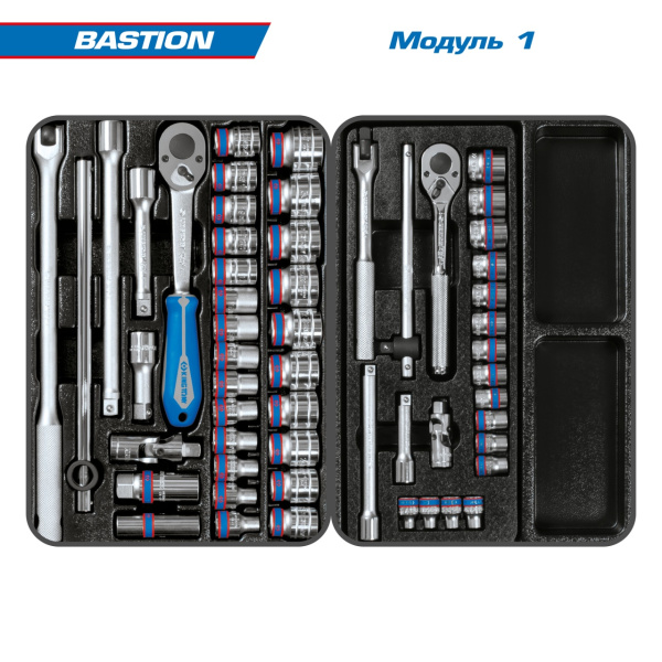 Набор инструментов BASTION в тележке KING TONY 9G38-100MR (204 предмета)