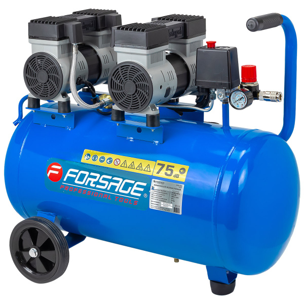 Компрессор поршневой с прямым приводом,4 цилиндра, безмасляный (ресивер 50л, 2.2 кВт, 8 бар, 400л/м, 230В)