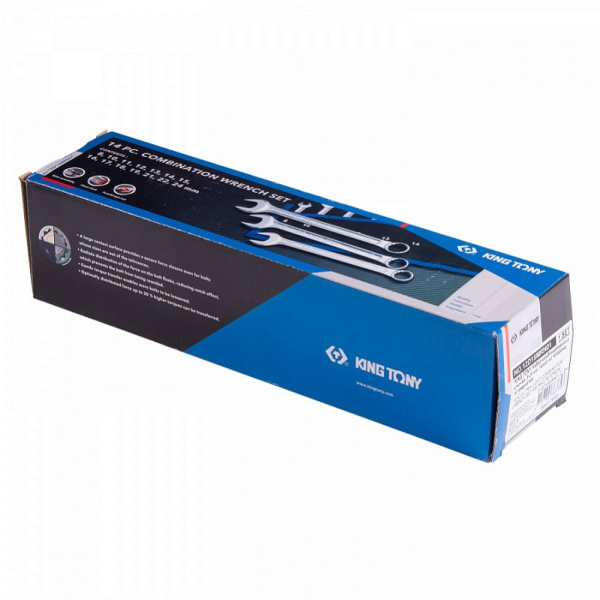 Набор комбинированных ключей KING TONY 12D15MRN01, 8-24 мм, чехол из теторона, 14 предметов