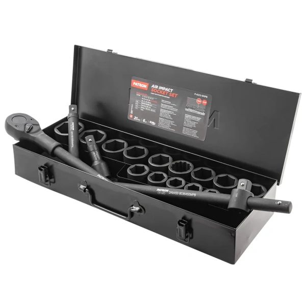 Набор инструментов ударных 21пр, 3/4''(6гр.)(17,19,21,22,24,27,30,32,34,35,36,36-12гр.,38,41,46,50мм), в метал. кейсе