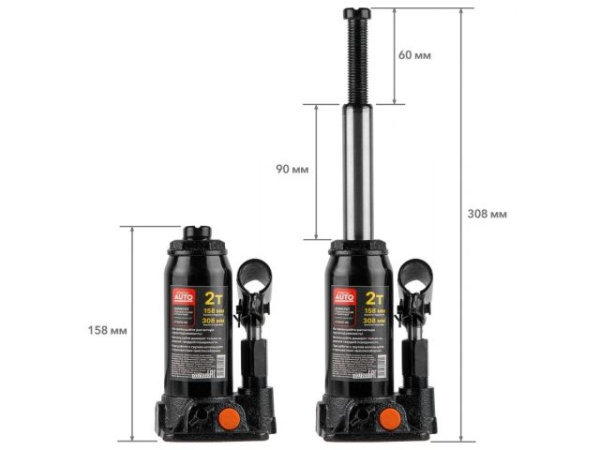 Домкрат гидравлический 2т бутылочный 158-308мм STARTUL AUTO (ST8019-02)