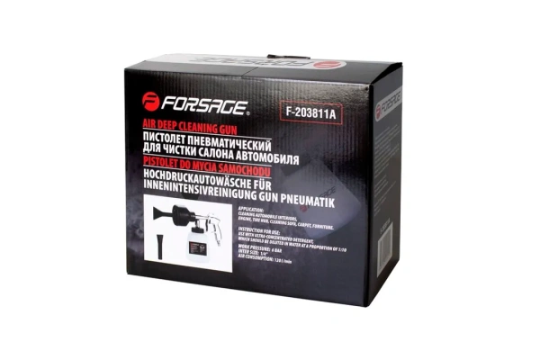 Пистолет пневматический''Tornado'' с насадкой-пеногенератором и 2-я насадками для труднодоступных мест(емкость1л,6bar,расход воздуха 120л/мин)