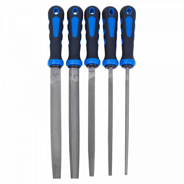 Набор напильников KING TONY 1005GQ, 200 мм, двухкомпонентные рукоятки, 5 предметов