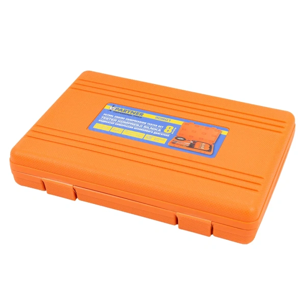 Индикатор компрессии бензинового двигателя 8пр.(0-20Bar, М10х1.0, М12х1.25, М14х1.25, М18х1.5 + 2 жестких прижимных адаптера-переходника),в кейсе