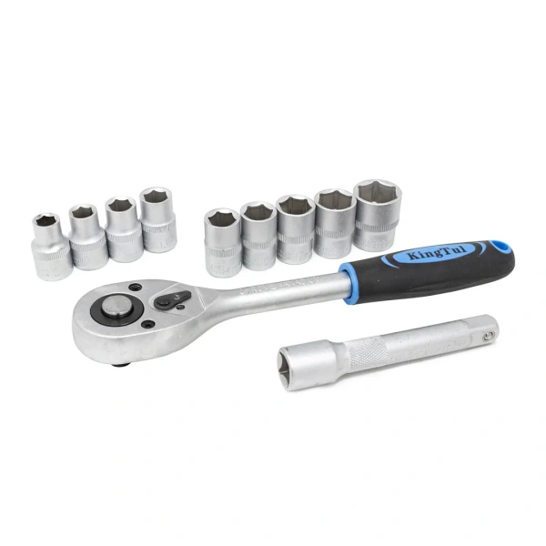 Набор головок с трещоткой и удлинителем в пласт. держателе 12пр. 1/2''(10-22мм, 6-гран.)