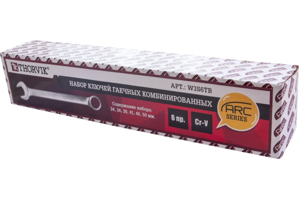 Набор ключей гаечных комбинированных серии ARC в сумке 34-50 мм 6 предметов Thorvik W3S6TB