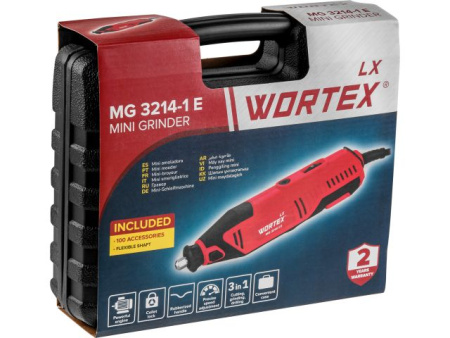 Гравер электрический WORTEX LX MG 3214-1 E в чем.+аксессуары 130 Вт,10000-35000 об/мин,цанги 3,0/3,2