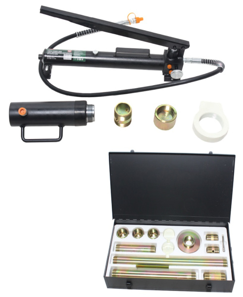 Набор гидравлического оборудования для кузовных работ, 20т,(насос, цилиндр + комплект удлинителей и надставок), в двух металлических кейсах