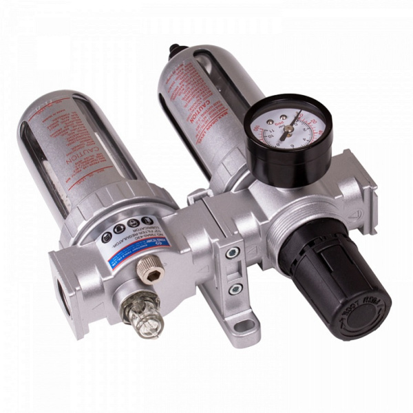 Фильтр влагоотделитель KING TONY 799A0-43C с редуктором и лубрикатор 1/2", 10 бар