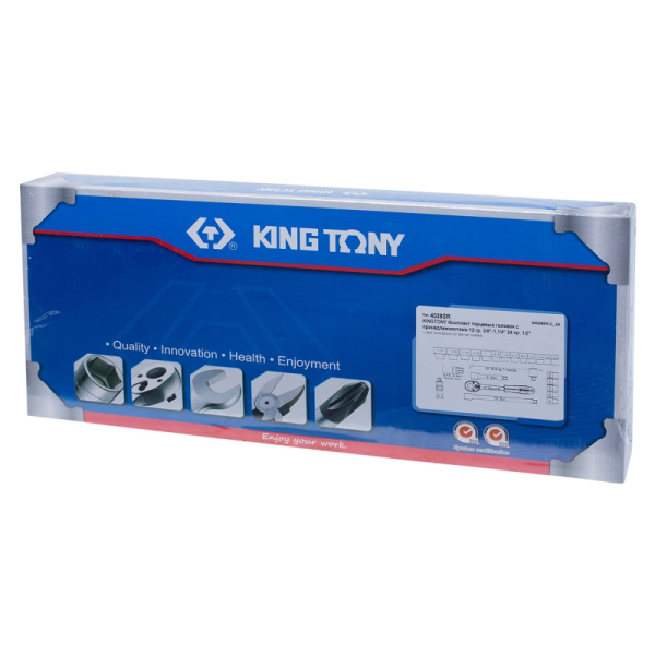 Набор торцевых головок с принадлежностями двенадцатигранных KING TONY 4028SR (1/2", 3/8"-1,1/4", 24 предмета)