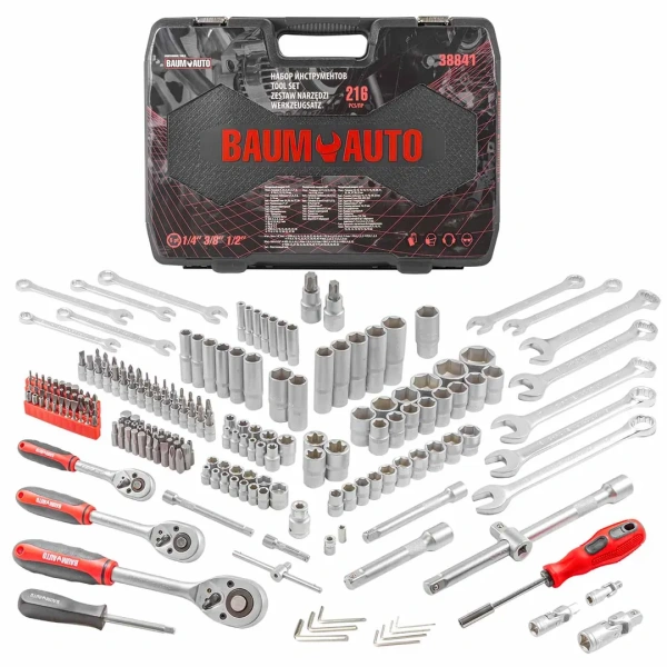 Набор инструментов 216пр. 1/4'', 3/8'', 1/2''(6гр.)(4-32мм)